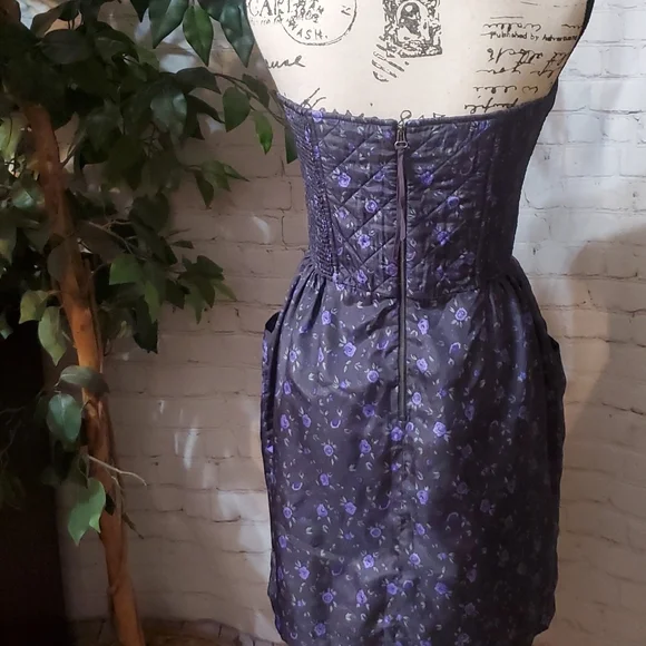 Rebecca Taylor 100% Silk Quilted Floral Dress 12 - Picture 6 of 11